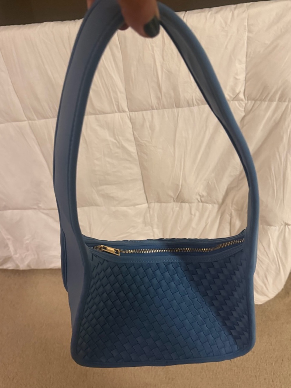 Anthropologie Sky Blue Woven Zip Wristlet